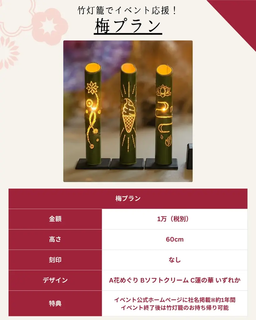 【光の竹灯籠で協賛企業募集】アイスフェス＆アジアン夜市2026 in 駿府城公園！竹灯籠の灯りとともに、あなたの想いを静岡の夏の夜に灯しませんか。 画像 9