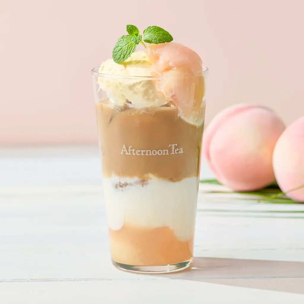 【Afternoon Tea】白桃が華やかに香る「白桃とラズベリーのブランマンジェパフェ」や白桃のミニパフェも選べる「アフタヌーンティーセット」など新作スイーツ＆ティー 画像 7