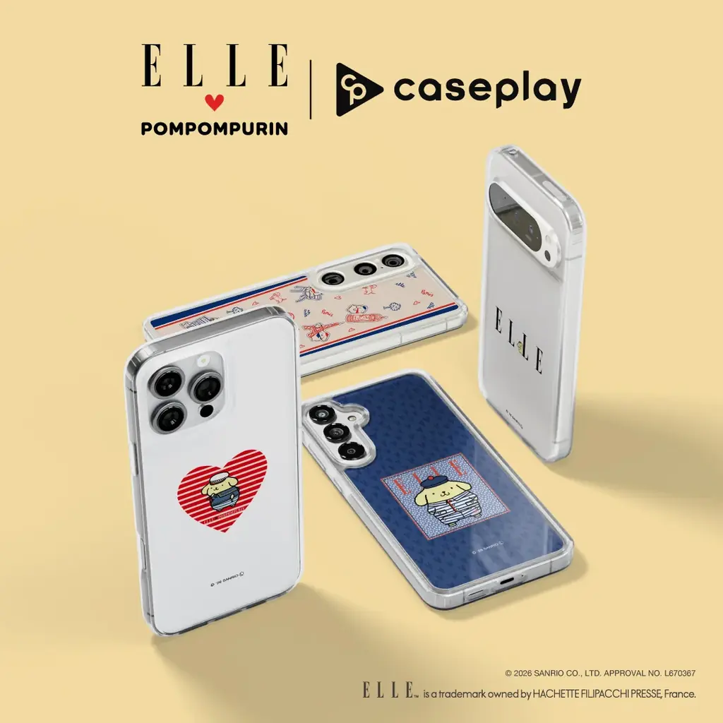 caseplayから昨年80周年を迎えたグローバルファッション＆ライフスタイルブランド「ELLE」と今年30周年を迎える「ポムポムプリン」のコラボスマートフォンケースが登場！ 画像 1