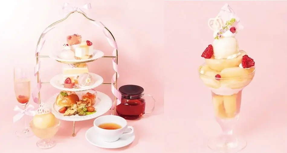フルーツ＆スイーツカフェ「フルフルール 近鉄あべのハルカス店」で毎年大人気❝桃❞スイーツが７月１日(水)からスタート　昨年好評だった桃のアフタヌーンティーがアップデートされ今年も登場！ 画像 1