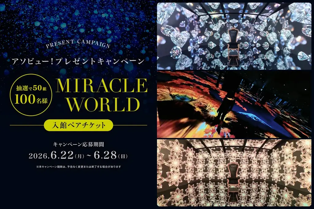 50組100名に当たる ミラクルワールド入館招待