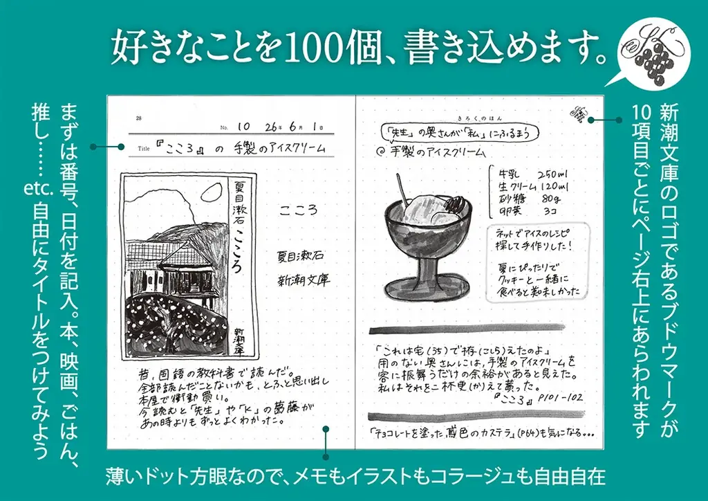 【まもなく発売】100個書き込める『きろくのほん』（新潮文庫）6月24日刊行！ 画像 2