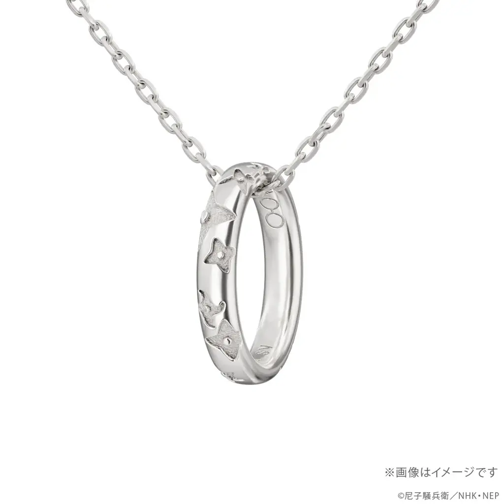 いつもそばに、忍たまたちの存在を。内側に刻まれた名前は、消えない絆に。【忍たま乱太郎】リングネックレス。リング部分を2本重ねると手裏剣柄が繋がるデザイン 画像 5