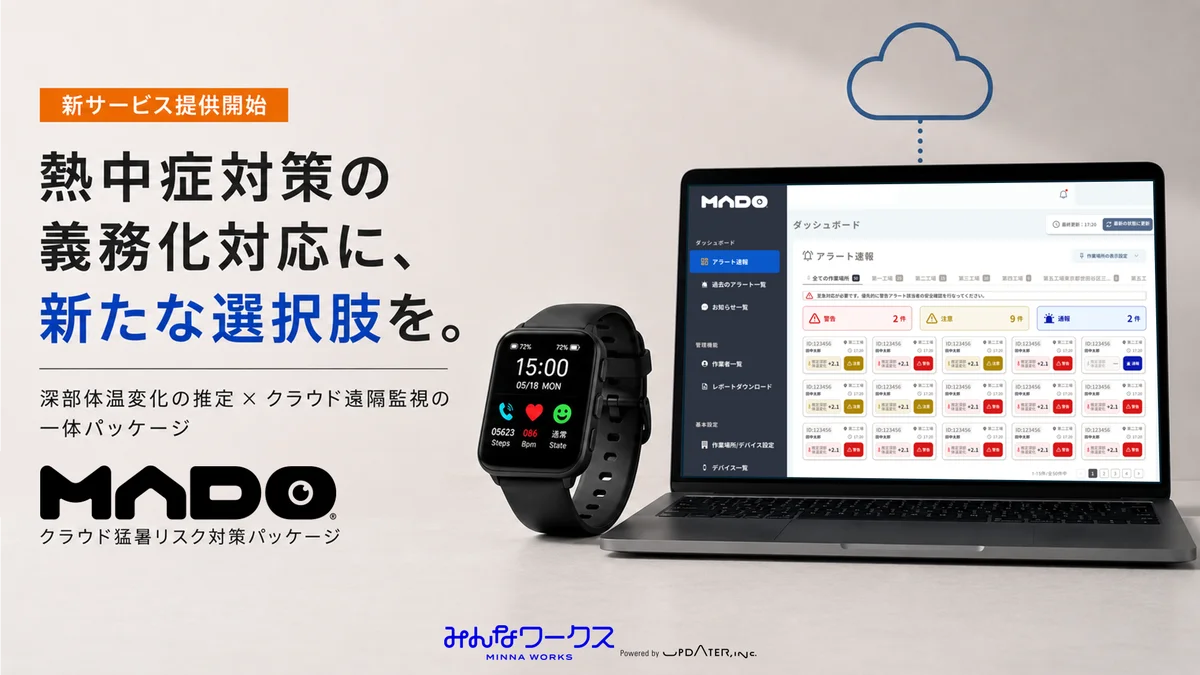 7月上旬提供開始　脈波で深部体温予兆するMADO猛暑対策