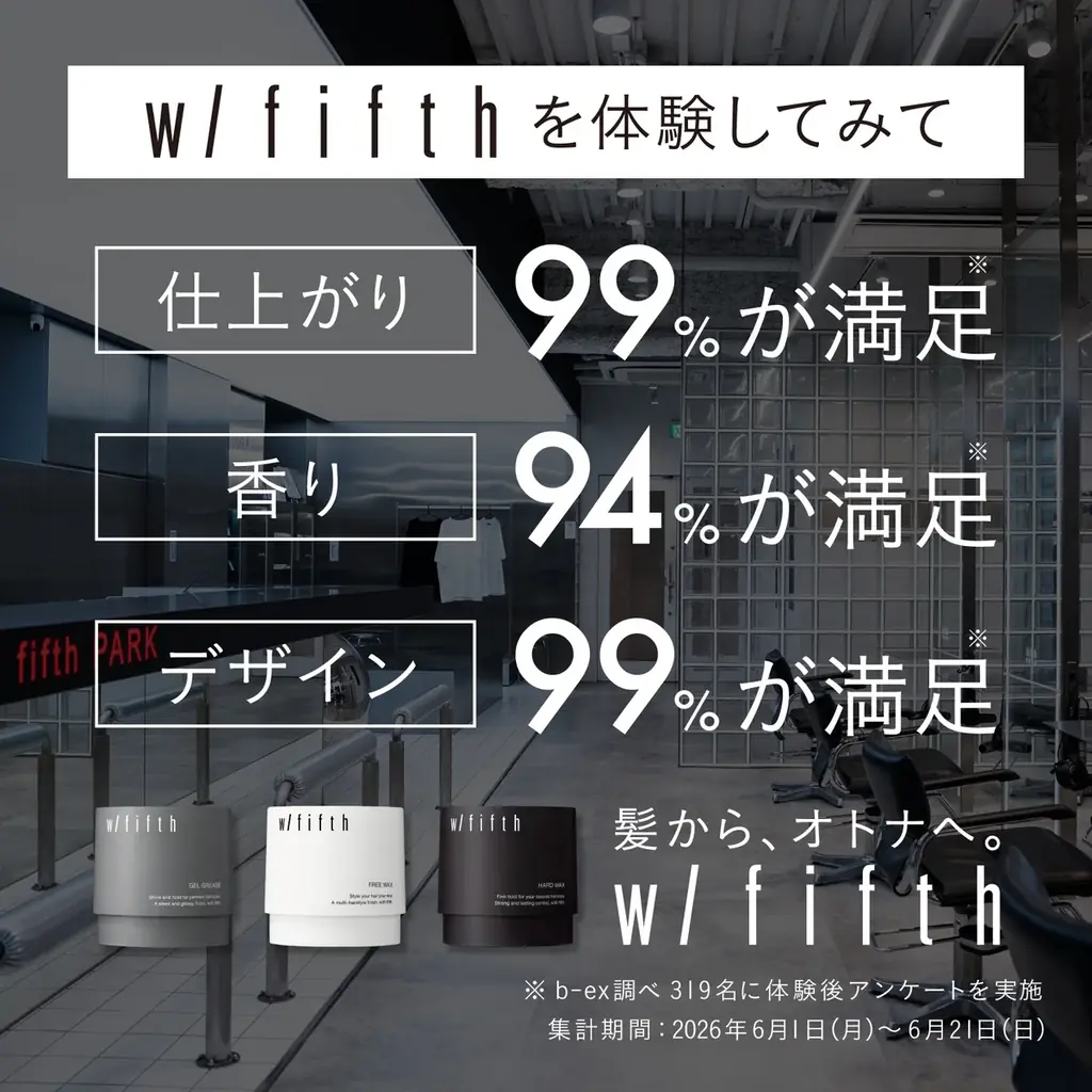 メンズサロンfifthの顧客97%が満足　新メンズスタイリングブランド「w/fifth（ウィズフィフス）」　6月29日（月）より全国のロフトにて順次発売　※一部店舗を除く 画像 3