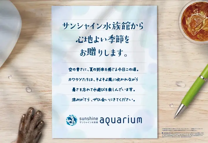猛暑につき、水族館から“涼”をお届け。サンシャイン水族館の生き物たちがJR埼京線車両内をジャック！6月29日(月)より一足先に「暑中お見舞い申し上げます」 画像 4