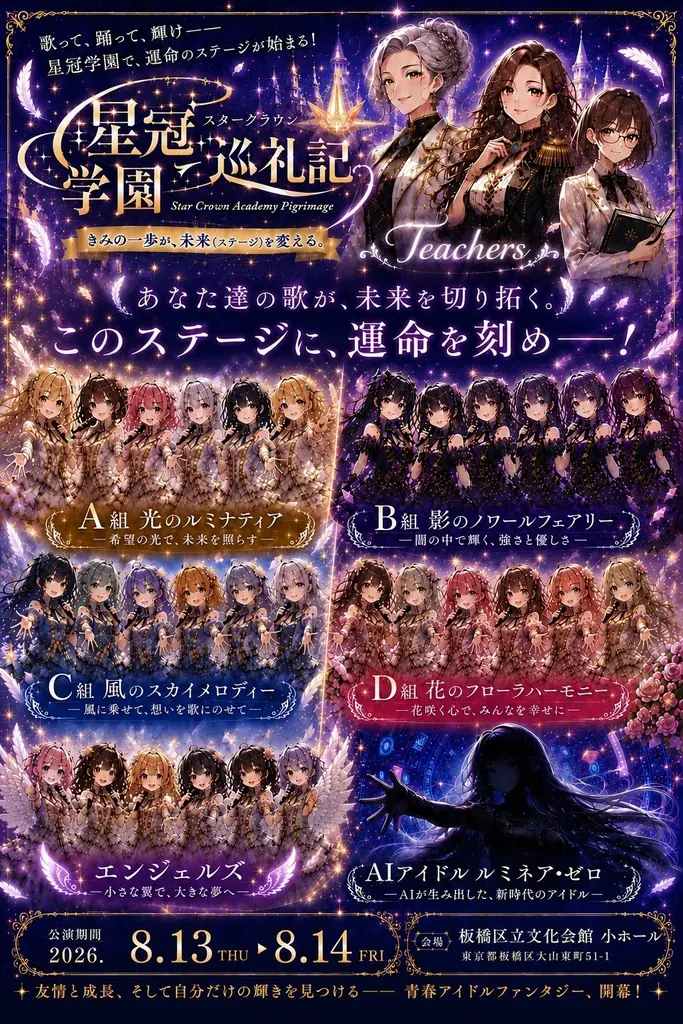 ミュージカル『星冠（スター・クラウン）学園巡礼記』を8月公演、劇団東少、創立77周年記念公演「人魚姫」（7月、三越劇場）に加えて新たな取り組みへ 画像 2