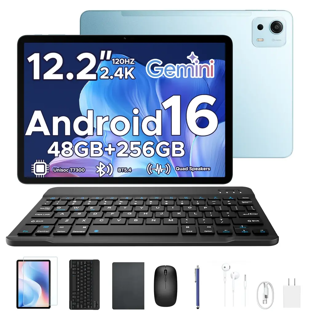 【楽天お買い物マラソン 45%OFF＋5倍P】Android16×Gemini AI【POCKAM P12PLUS】12.2インチ大画面 タブレット、T7300、12000mAh 実質27900円 画像 2