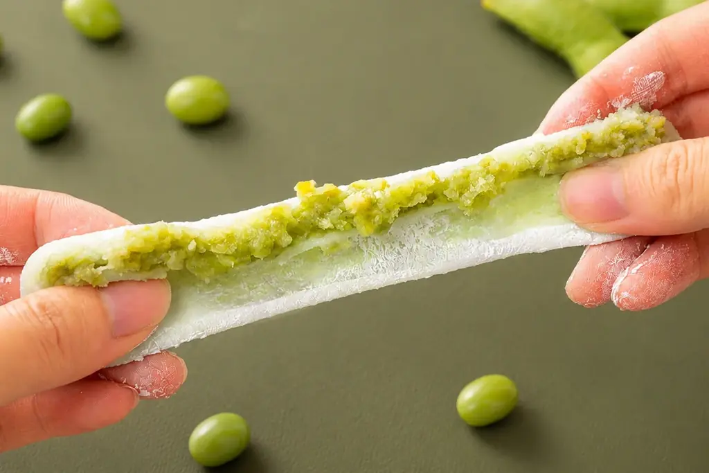 【“枝豆のつぶ感”が自慢！】圧倒的つぶつぶ×圧倒的もちもち！大幅進化した新作「冷やし生どら」など、ずんだスイーツ3種を発売。待望のオンライン初解禁も！ 画像 13