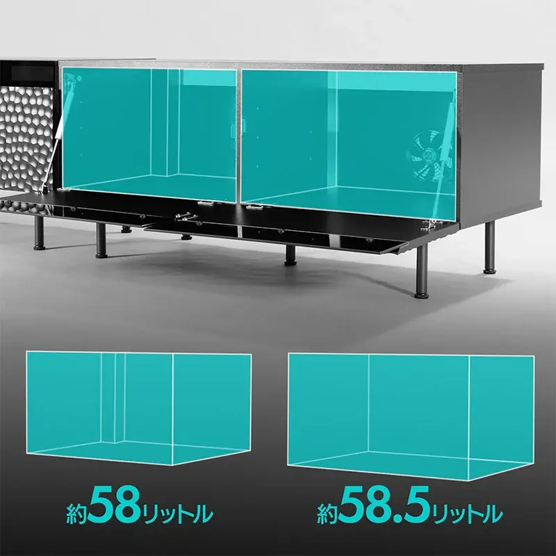 機材を冷やして熱暴走を防ぎ、大画面を最適な高さへ。ピタリと一体化する空調テレビボードと電動昇降スタンドを発売 画像 7