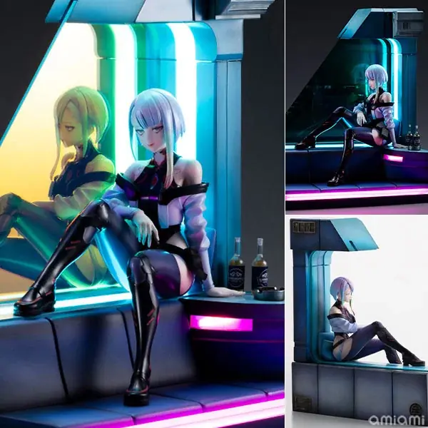 アニメ『サイバーパンク：エッジランナーズ』より、「ルーシー」のフィギュアがライトアップ仕様のジオラマとともに登場。あみあみにて予約受付中。 画像 2