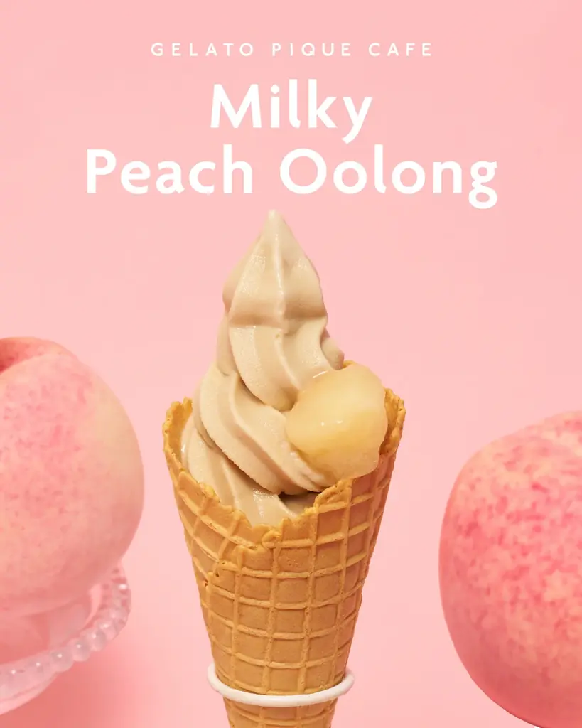 【gelato pique cafe】みずみずしい白桃とウーロン茶のハーモニー“Milky Peach Oolong” フェアを開催！夏にぴったりのクレープとソフトクリームが登場＜7月23日～＞ 画像 3