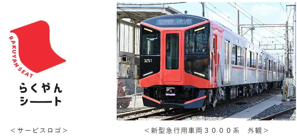 新型急行用車両3000系に導入する当社初の座席指定サービス 名称を「らくやんシート」に決定！ 大阪梅田駅～山陽姫路駅間でサービスを提供！ 画像 1