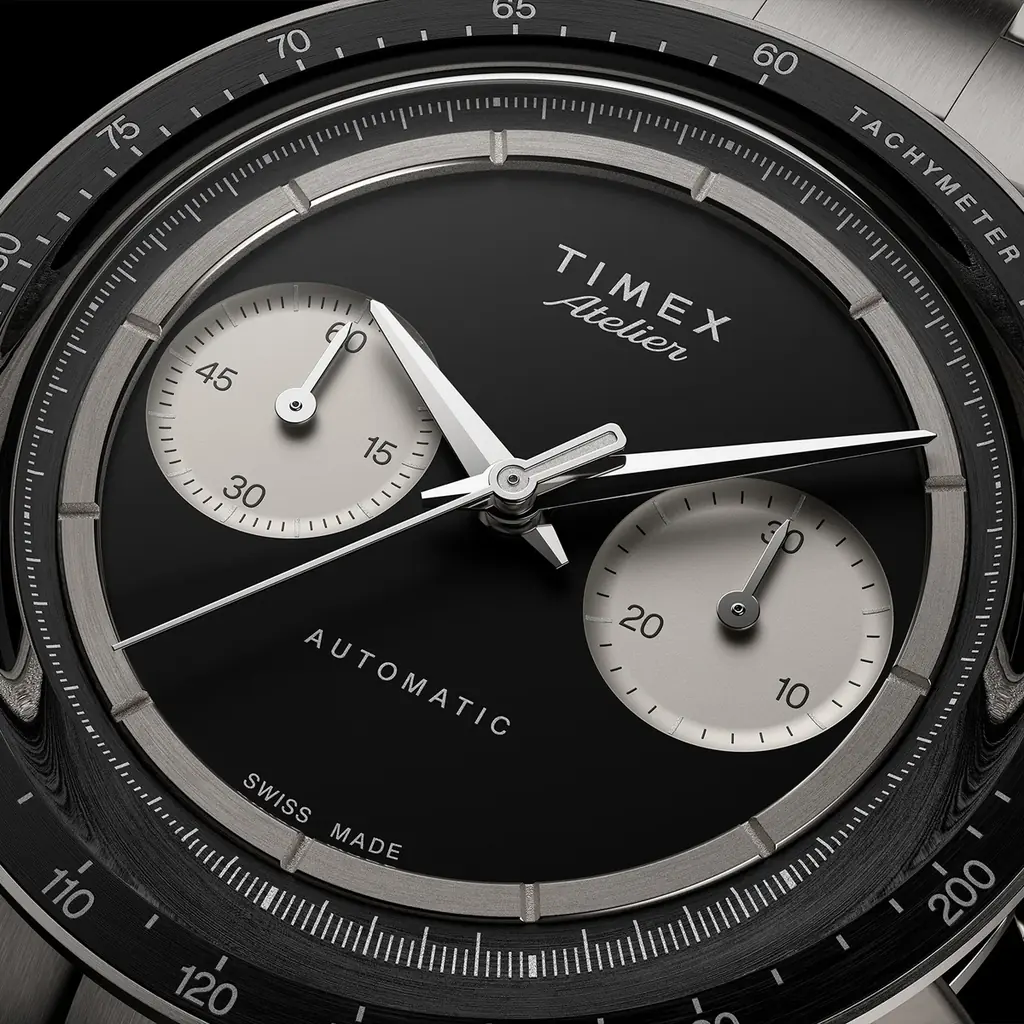 TIMEX史上最高峰のデザイン哲学を体現する「TIMEX ATELIER（タイメックス アトリエ）」から、初のクロノグラフが登場。チタンケースとスイス製ムーブメントを搭載した、ブランドの本気時計。 画像 2