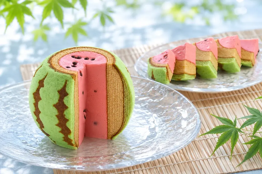【7月27日「スイカの日」に生まれ変わる】本物そっくり「すいかバウム」がリニューアル！生クリーム増量で、“お値段変わらず”もっと贅沢な味わいへ。 画像 3