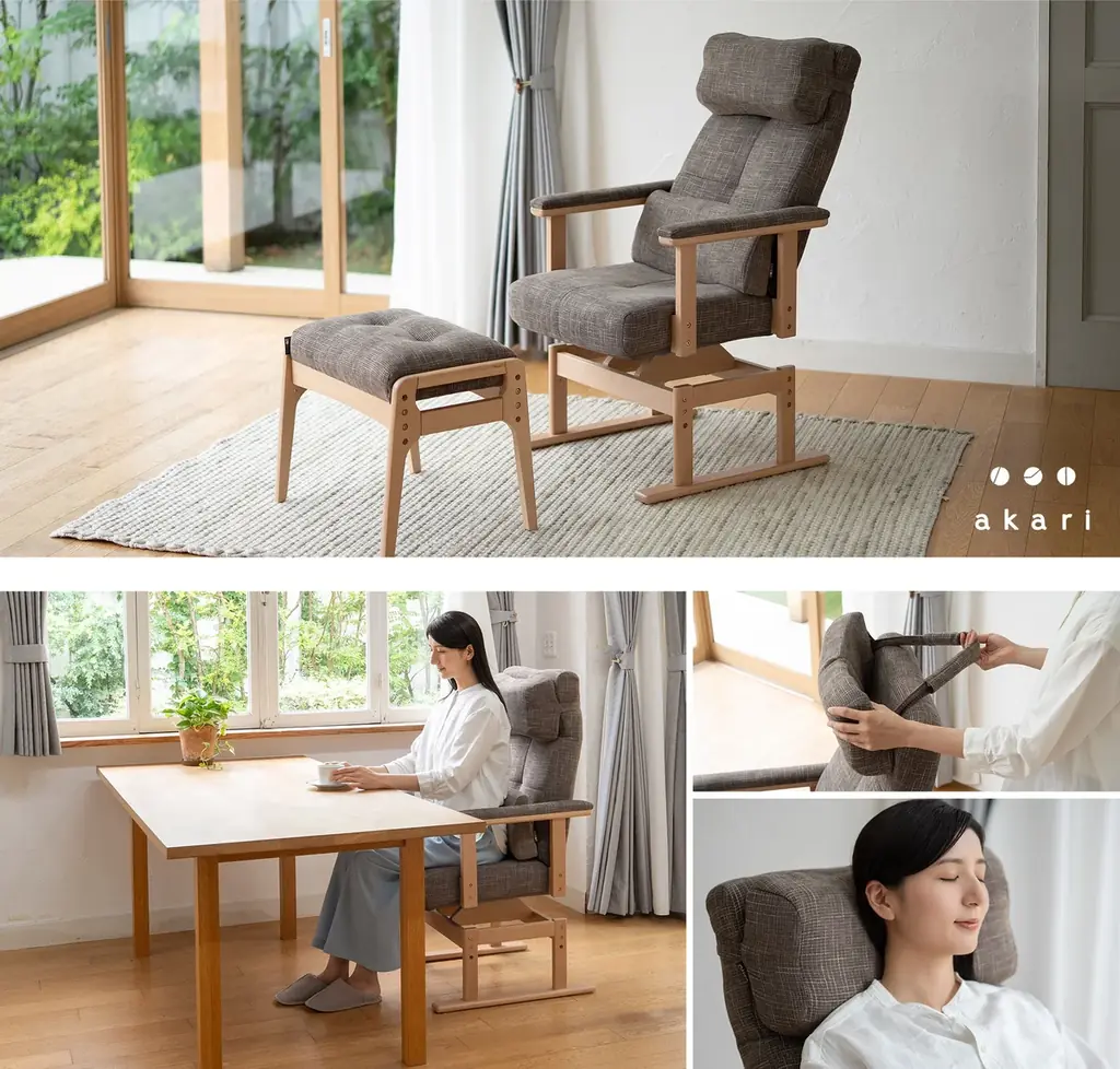 毎日座るあなたへ――自分専用のソファを選ぶ方に人気の高座椅子akariシリーズより『安全ロック機能付き くつろぎ回転高座椅子』が新登場！姿勢をケアしながら長時間でも心地よく座れます。 画像 14