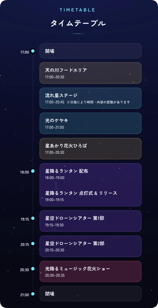 「東京 星空と光の夏祭り 2026」ドローンショー詳細・出演アーティスト・タイムテーブルを公開 画像 6