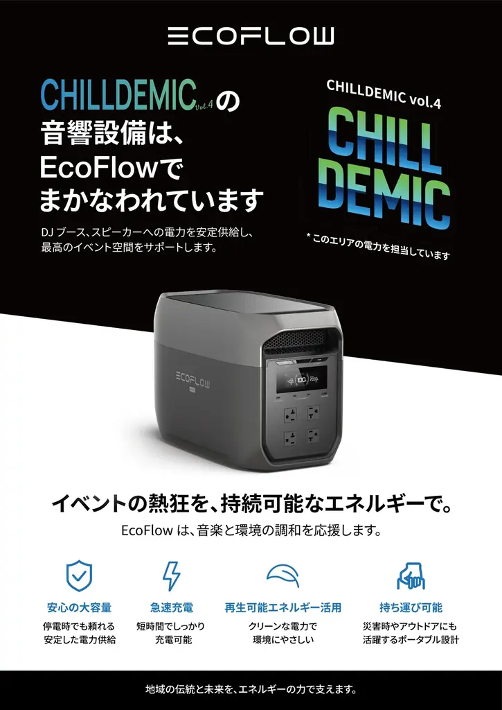 EcoFlow、山梨県北杜市の人気サウナ施設「88PEAKS」4周年イベント「CHILLDEMIC vol.4」へ電源協力 画像 2