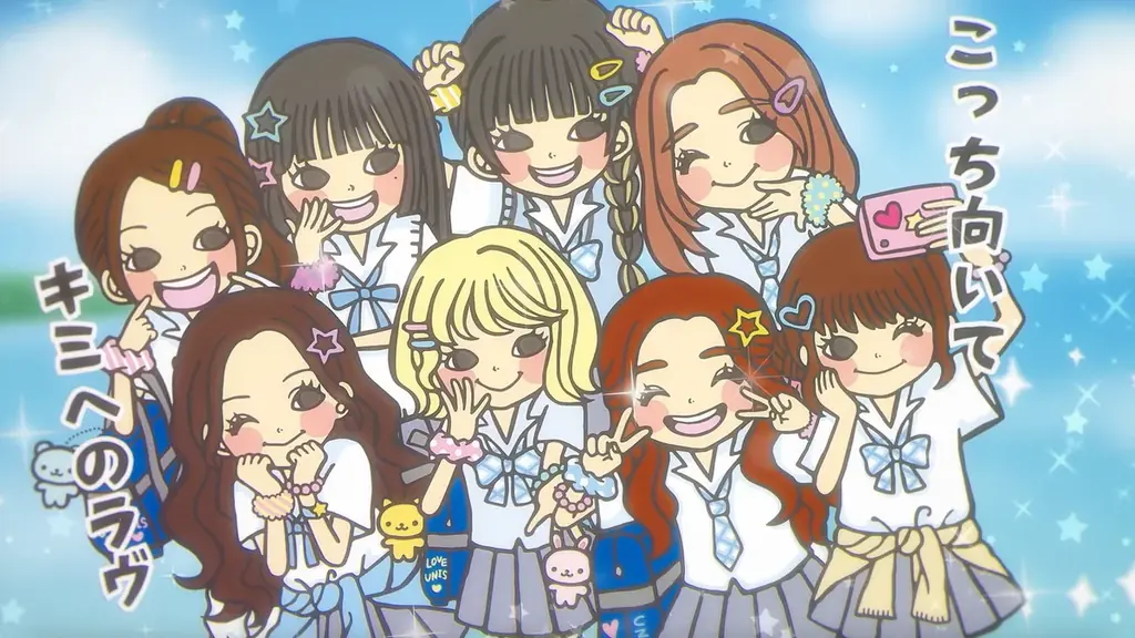 グローバルガールズグループ UNIS（ユニス）新曲「ギミサマ☆」で平成の人気IP「一期一会」とスペシャルコラボ！メンバー描き下ろしイラストによるコラボMV公開 画像 2