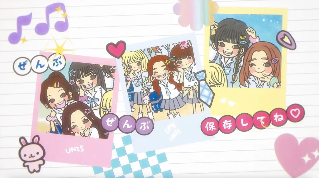 グローバルガールズグループ UNIS（ユニス）新曲「ギミサマ☆」で平成の人気IP「一期一会」とスペシャルコラボ！メンバー描き下ろしイラストによるコラボMV公開 画像 5