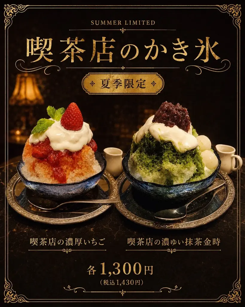 渋谷レトロ喫茶の夏限定かき氷、純氷と自家製シロップで味わう