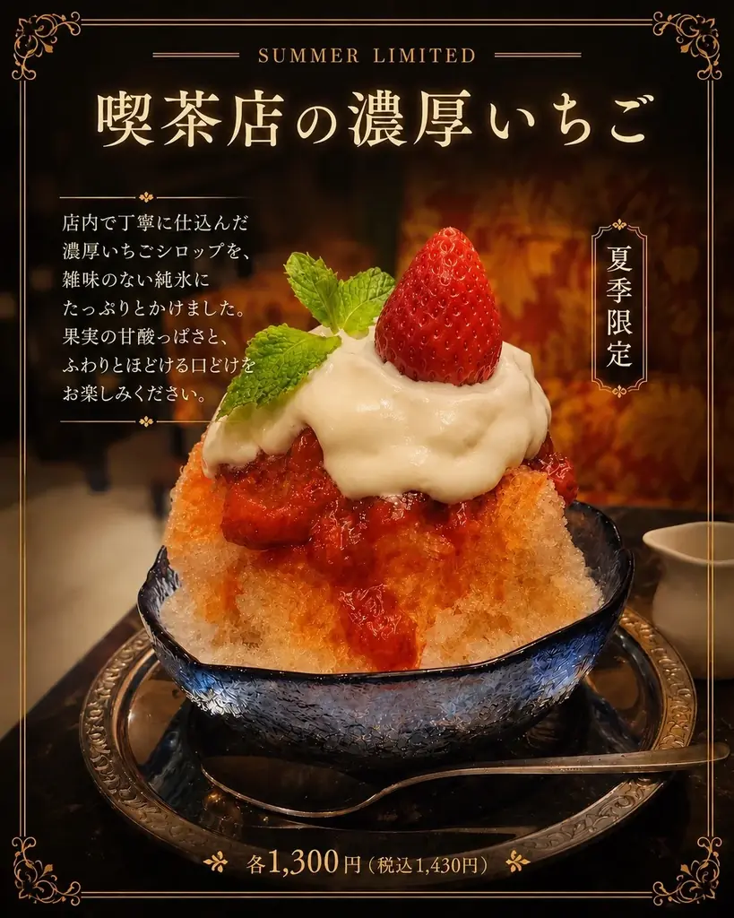 レトロ喫茶で味わう、新しい夏の涼時間。白煙珈琲が提案する「喫茶店のかき氷」が夏季限定で登場 画像 2