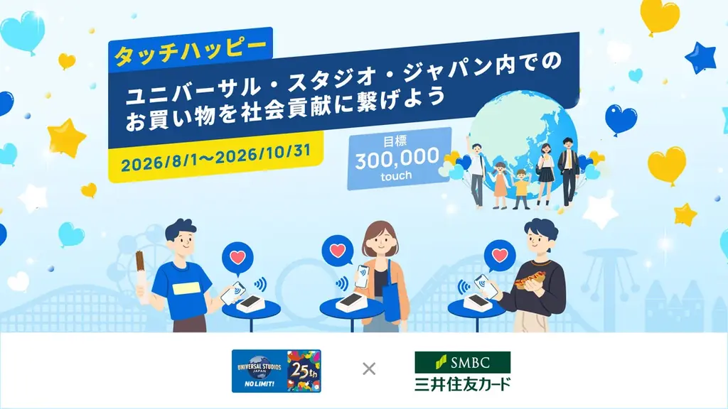 USJでの買い物が寄付に、三井住友カードのタッチハッピー