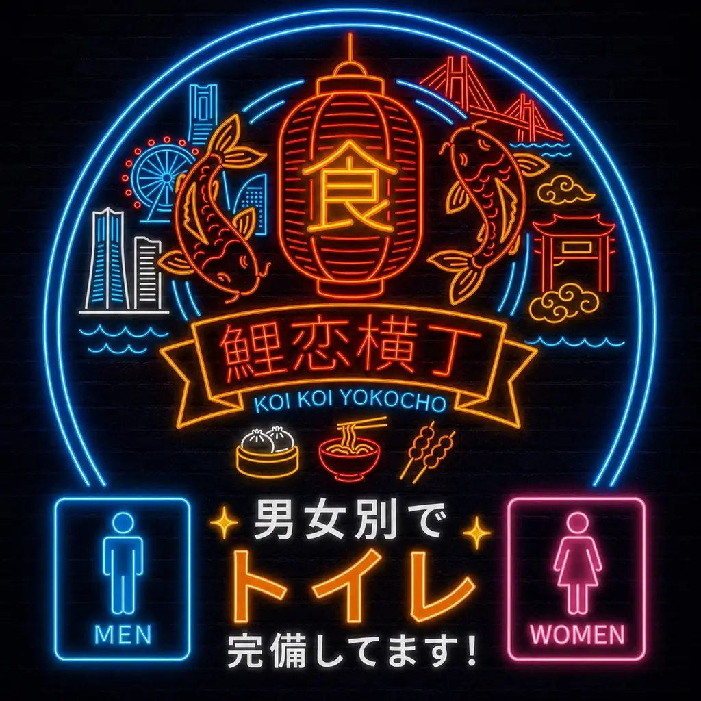 【猛暑この夏】年間2,000万人が観光で訪れる横浜中華街の休憩難民を救う！「冷房・トイレ・喫煙所」完備の150席の大型ネオンフードコート『鯉恋横丁』が観光客に必至！店内の10店舗で施設内食べ歩きが可能 画像 6
