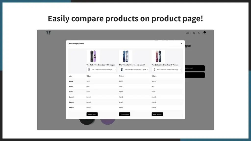 【海外向け】EC アプリ「UR:Compare＆Specification Table」を株式会社 UnReact がリリース 画像 2