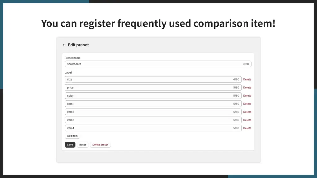 【海外向け】EC アプリ「UR:Compare＆Specification Table」を株式会社 UnReact がリリース 画像 4