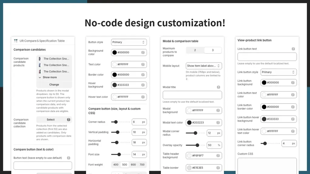 【海外向け】EC アプリ「UR:Compare＆Specification Table」を株式会社 UnReact がリリース 画像 5