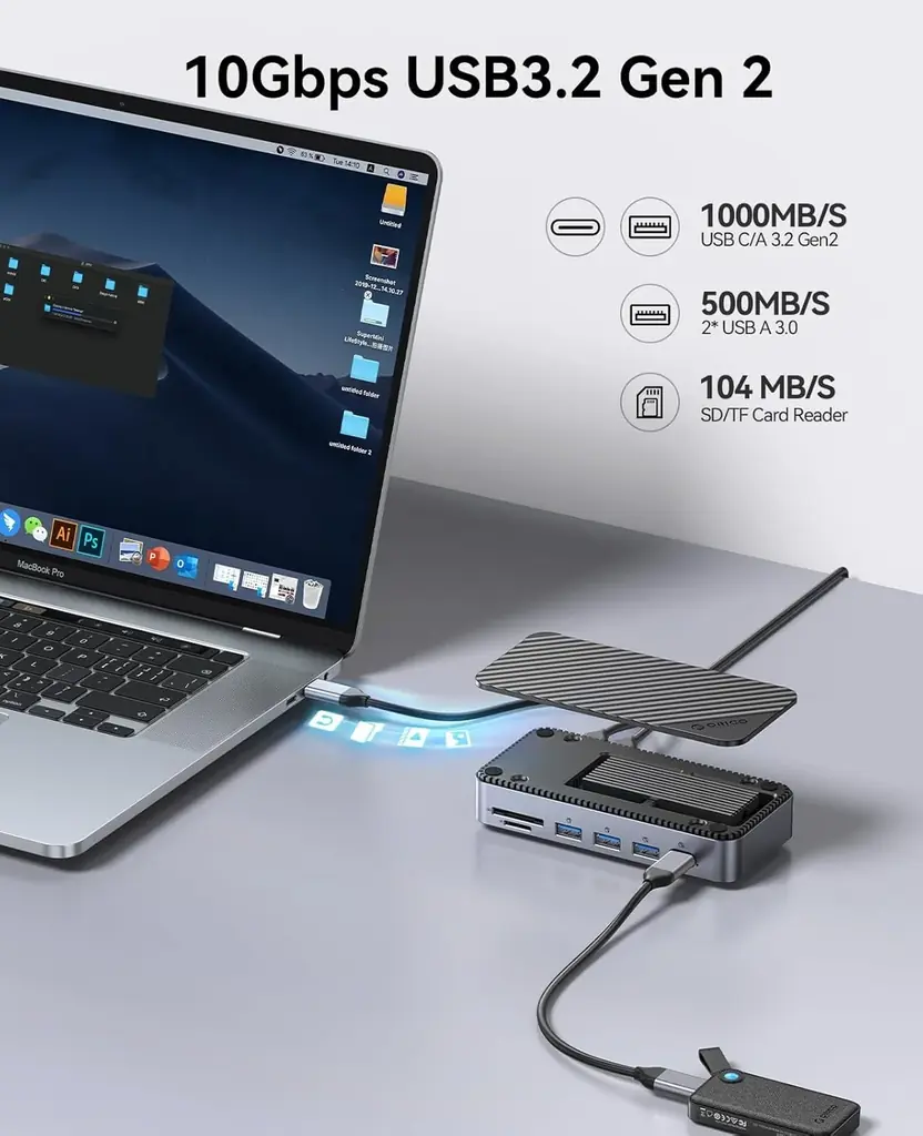 ORICO、ドッキングステーションとM.2 SSDケースを一体化した多機能ドックを発表——8K/4Kデュアル出力・10Gbps転送・100W PD充電・最大8TB拡張を1台に集約 画像 3