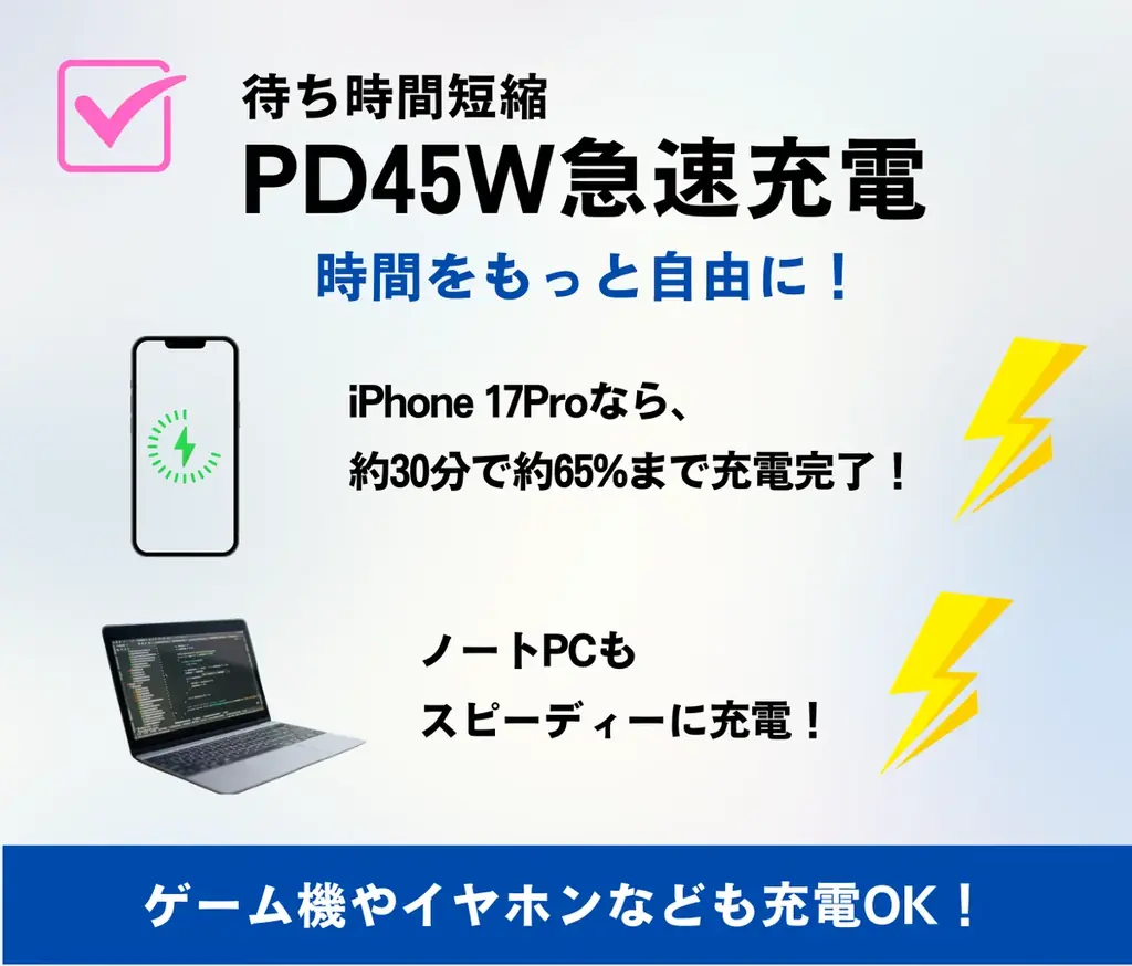 準固体電池を採用した10000mAhモバイルバッテリーが登場。PD45W・約190gの一台を「Makuake」にて先行販売 画像 9