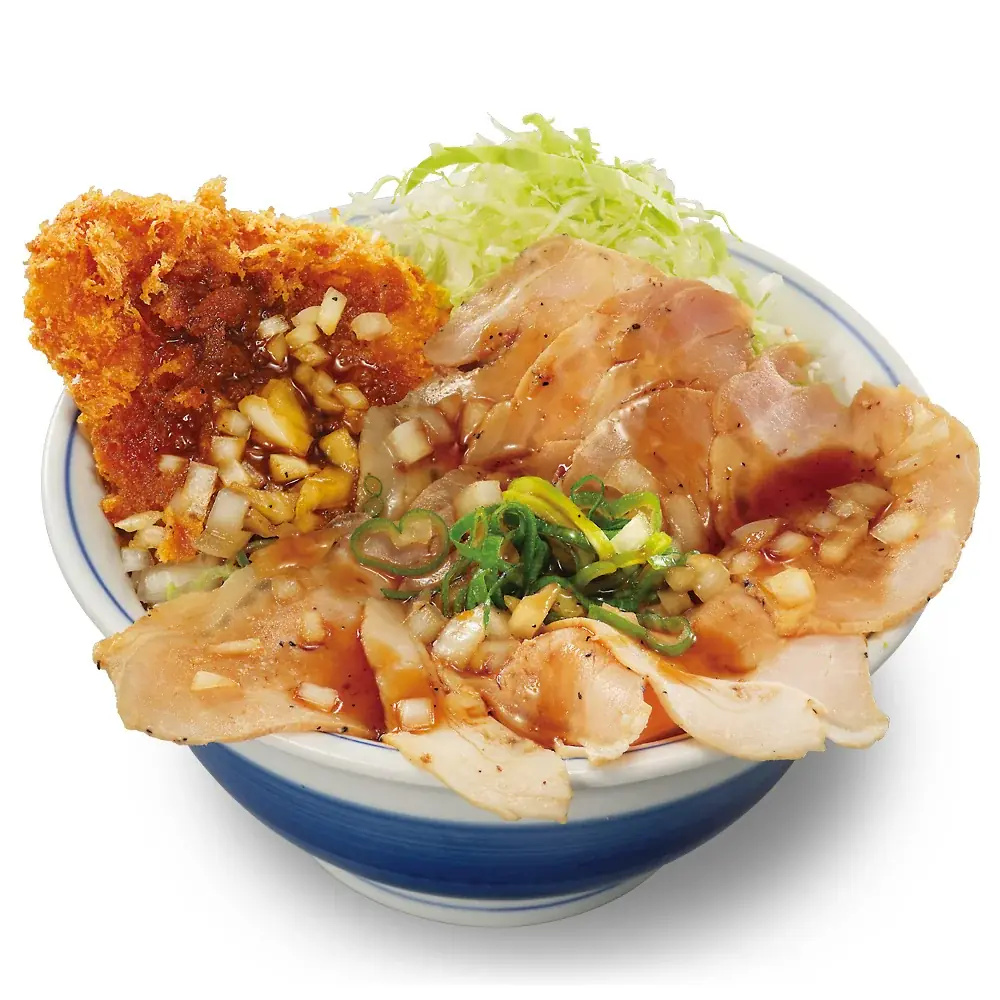サクサク＆しっとり、二つの食感を一皿に！「ローストポークとロースカツの合い盛り丼」新登場！ 画像 2