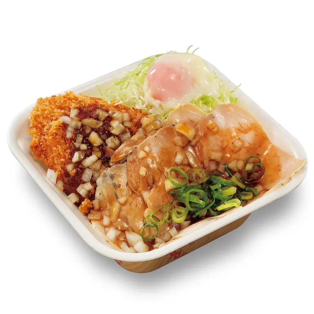 サクサク＆しっとり、二つの食感を一皿に！「ローストポークとロースカツの合い盛り丼」新登場！ 画像 7