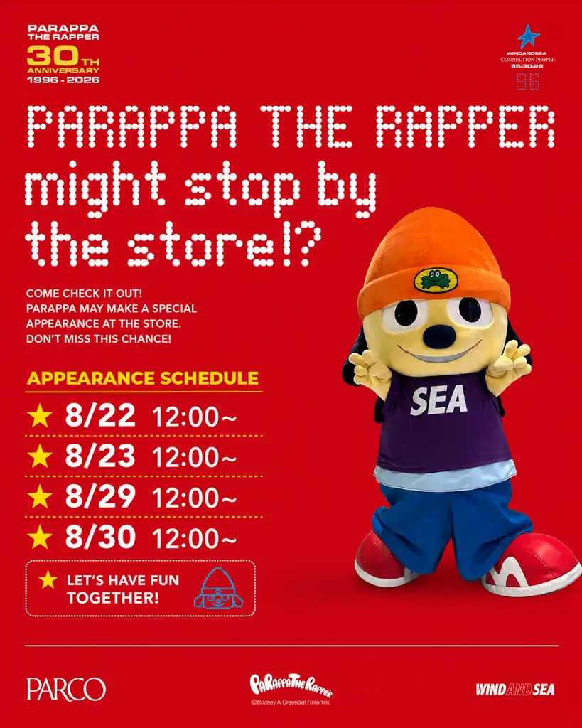 PaRappa the Rapper 30周年を記念して、WIND AND SEAがスペシャルコラボレーションを発表。心斎橋PARCOにてPOP UPも開催 画像 3