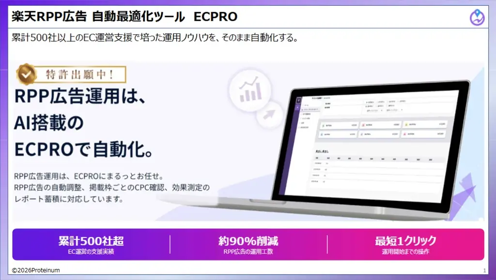 楽天市場向けRPP広告自動最適化ツール「ECPRO RPP」に、自社運用とノウハウ蓄積を支援する「内製化／運用代行プラン」を新設！ 画像 1