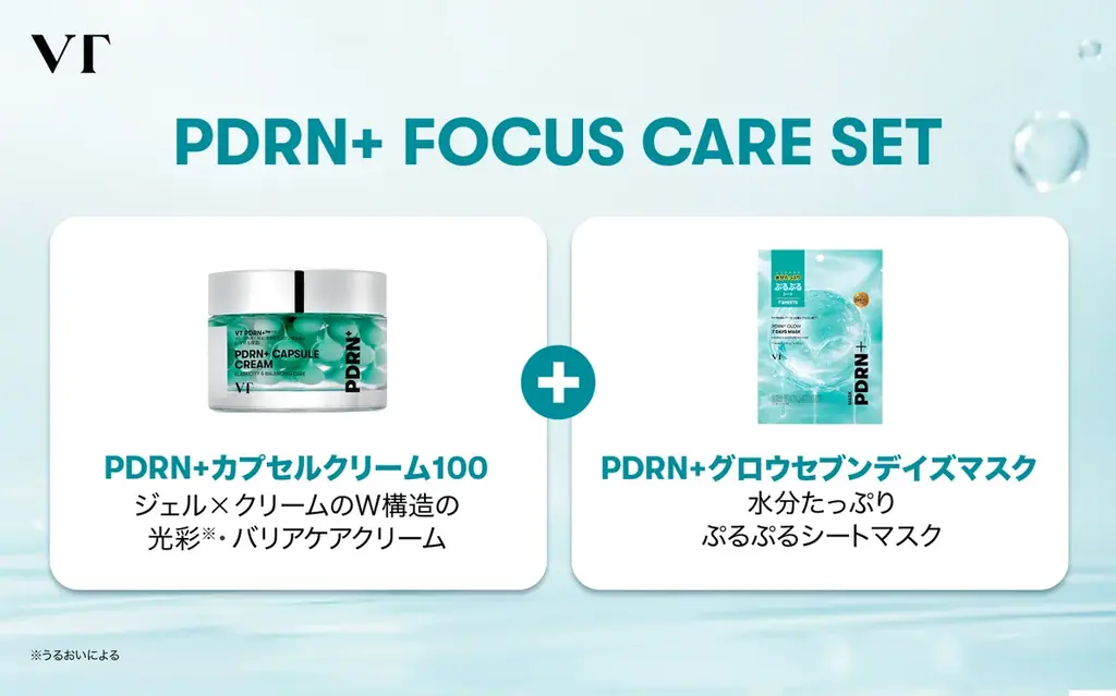 【VT COSMETICS】「PDRN+ カプセルクリーム100」と新発売のPDRN+ グロウセブンデイズマスクがセットになった、数量限定「PDRN+ 集中ケアセット」登場！ 画像 2