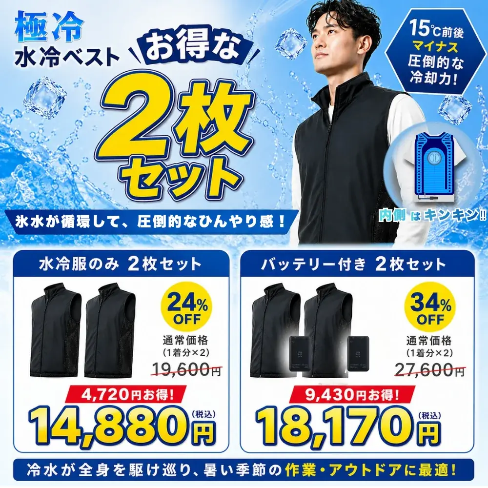 残暑が続く現場で働く方へ「着る氷水」水冷服の法人向けセットが最大36%OFFで登場！お得なセット価格で、企業の熱中症対策を支援 画像 2