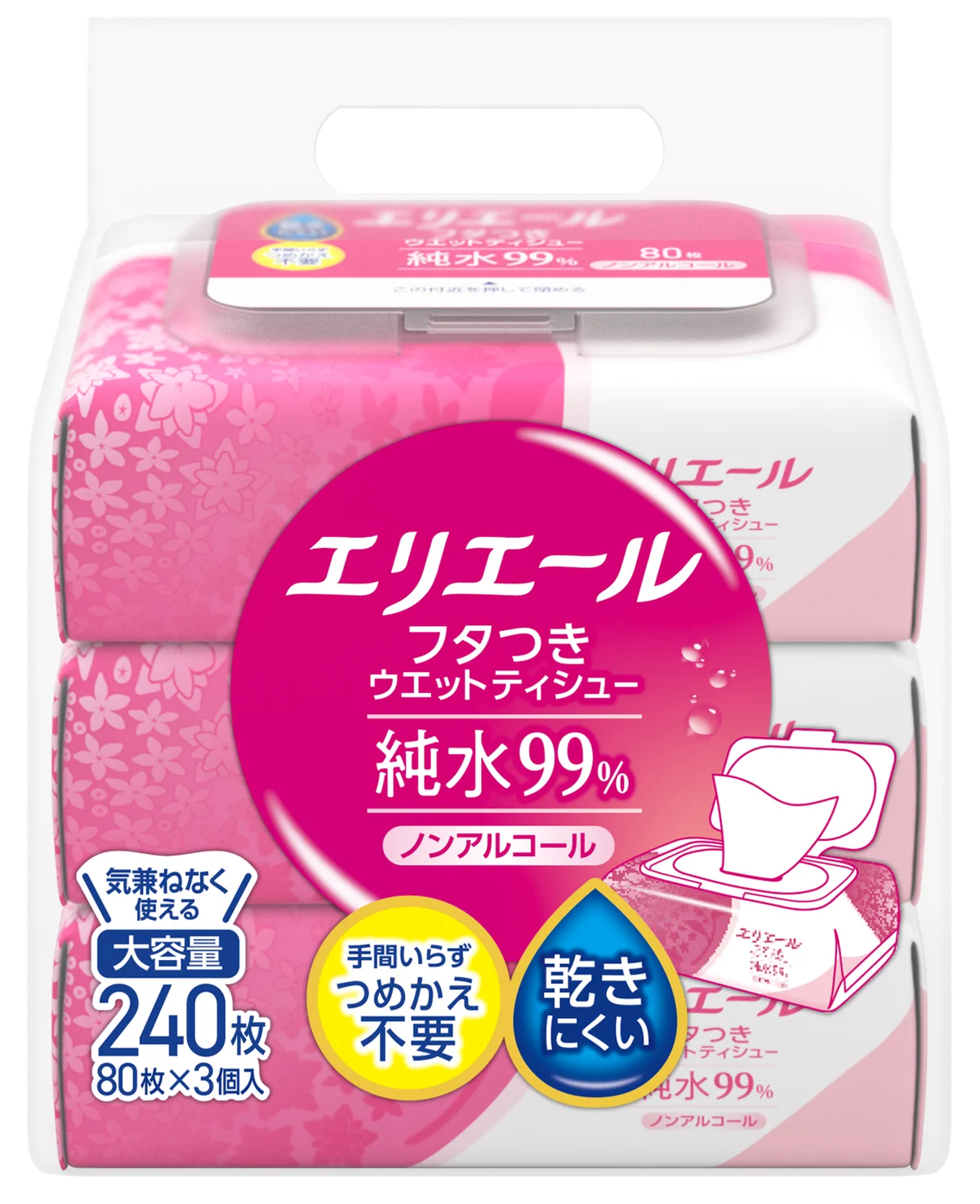 シリーズ初！詰め替え不要の最後まで乾きにくい※1フタつきタイプが新登場！「エリエール フタつきウエットティシュー」新発売 画像 11