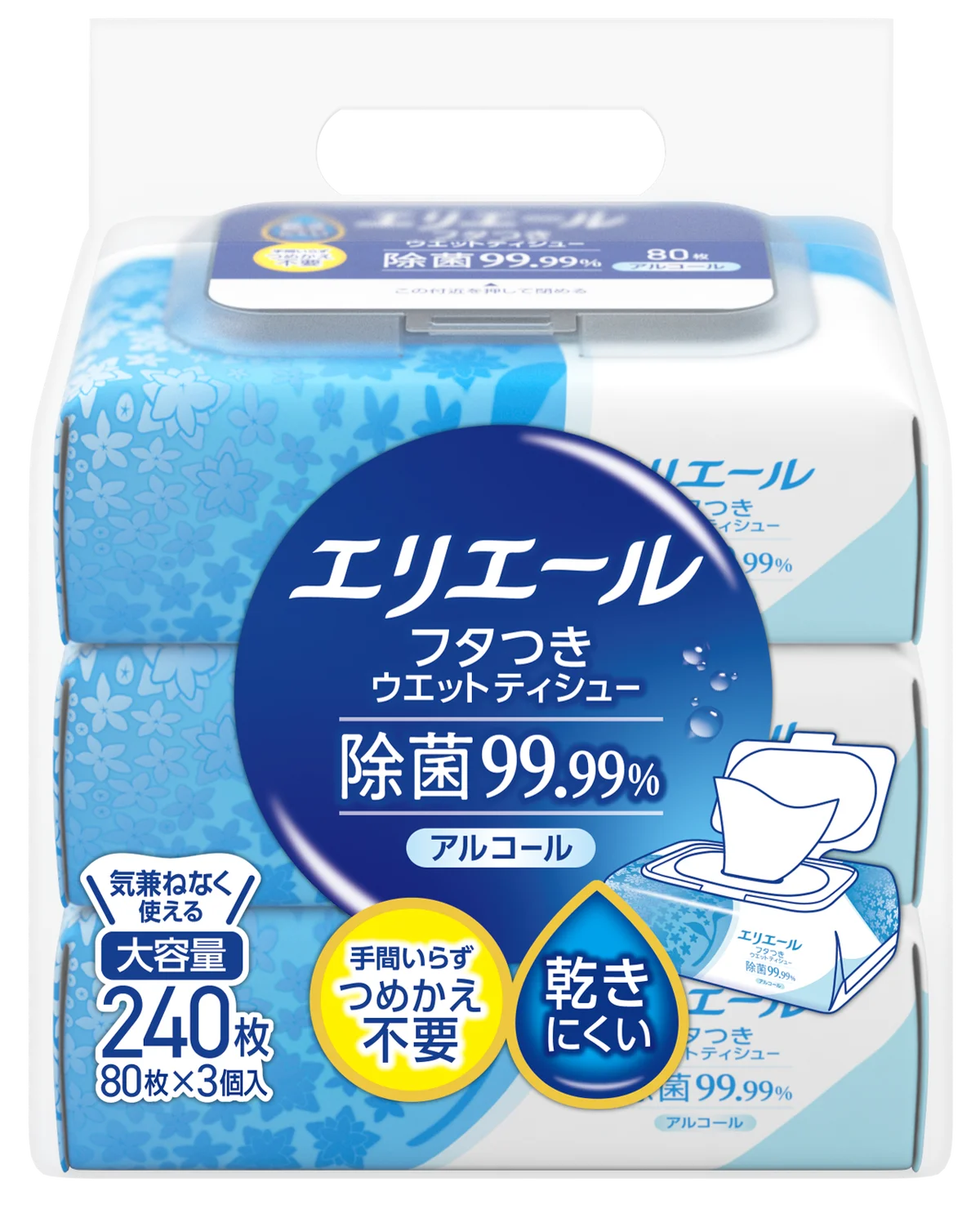 シリーズ初！詰め替え不要の最後まで乾きにくい※1フタつきタイプが新登場！「エリエール フタつきウエットティシュー」新発売 画像 7