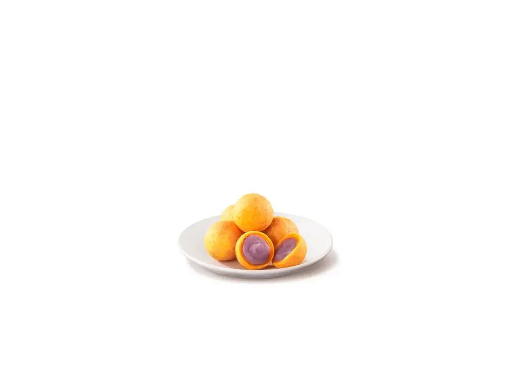 さつまいもを味わう、お月見をイメージした“黄金”のスイーツ＆ドリンクが新登場！「熱々（あつあつ） おさつボール ～紫（むらさき）いも～」「まぜるシェイク 蜜（みつ）いも」 画像 2