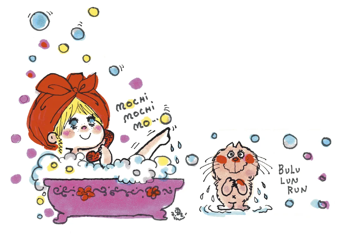 世代を超えて愛されるアーティスト・水森亜土さんとコラボ。毎日のシャンプー時間を、自分をいたわる時間へ。『ふわちとせモイストリッチシャンプー』WEB限定デザインボトル発売 画像 3