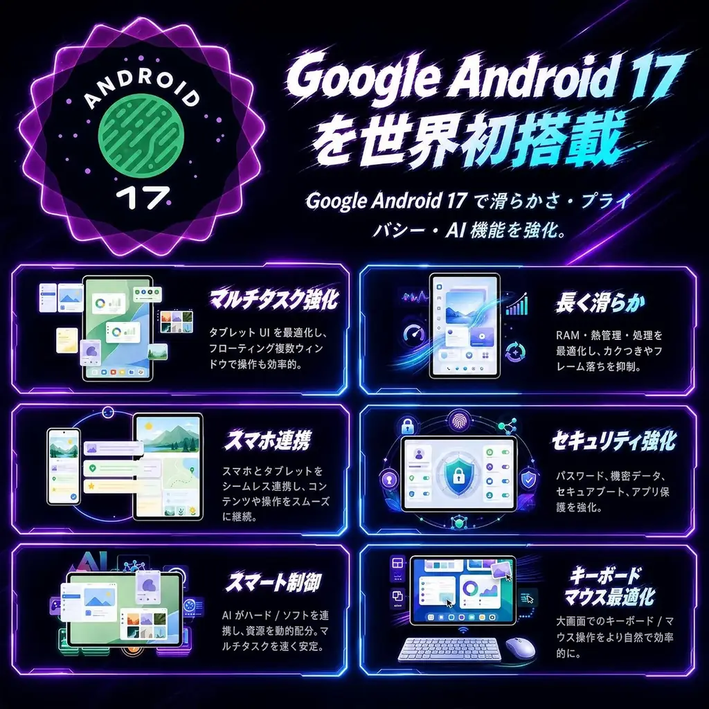 【新品予告】初のAndroid 17搭載小型タブレット「Teclast T60Mini」はいよいよ発売！2.5K解像度、8.8インチ、T7300 8コアCPU、48GB+128GB+2TB拡張！ 画像 2
