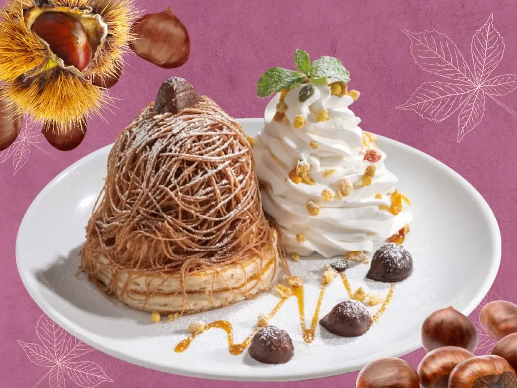 【ハワイアンダイニング La Ohana(ラ・オハナ)】秋の味覚を贅沢に♪ハワイアンパンケーキに絞りたて濃厚マロンクリームがたっぷり！秋限定の「モンブランパンケーキ」＆「モンブランパフェ」が新登場！ 画像 2