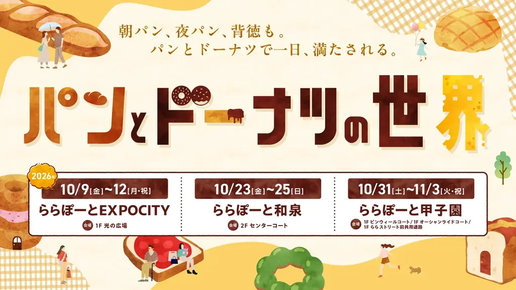 10月9日開幕　ららぽーとで巡るパンとドーナツの世界