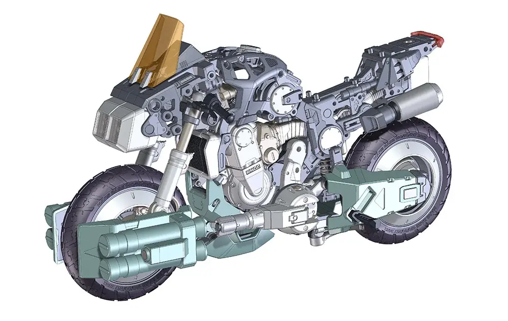『機甲創世記モスピーダ』VR-052F モスピーダ “スティック”が1/12スケールで登場！メカニックデザイナー荒牧伸志氏全面監修の本格バイクプラモデル 画像 3