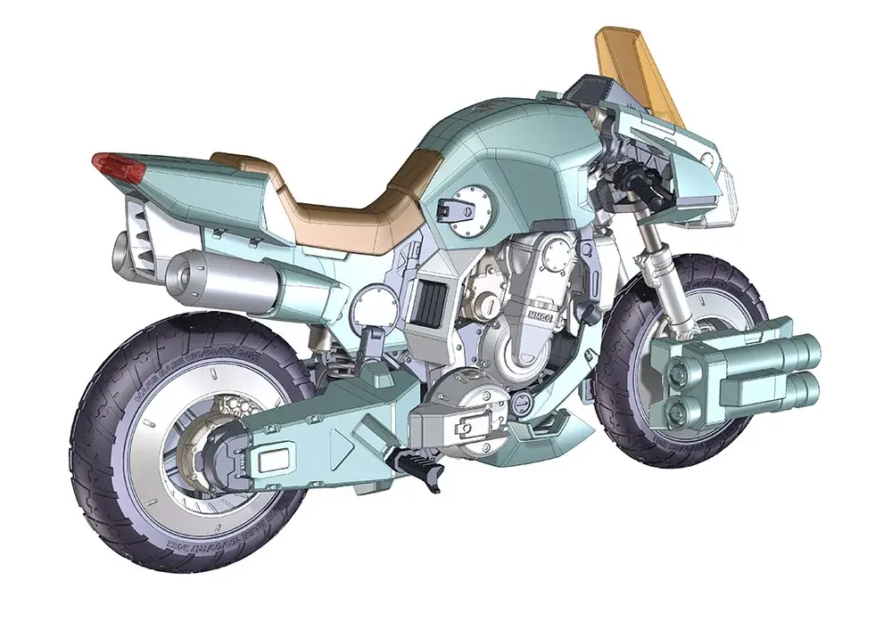 『機甲創世記モスピーダ』VR-052F モスピーダ “スティック”が1/12スケールで登場！メカニックデザイナー荒牧伸志氏全面監修の本格バイクプラモデル 画像 4