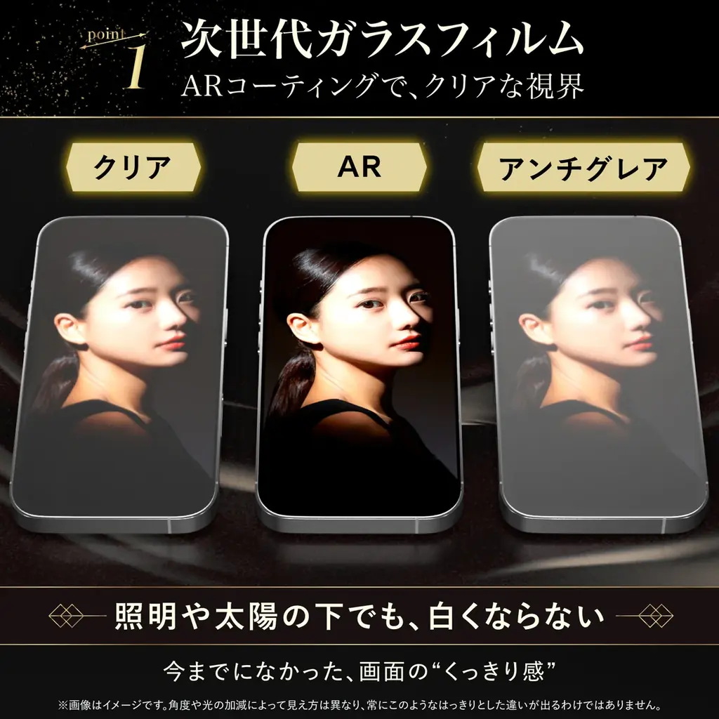 照明の下でも、太陽の下でも、白くならない。AR＝アンチリフレクションの『モンスターフィルム』、新型アイフォン18対応で新登場 画像 2