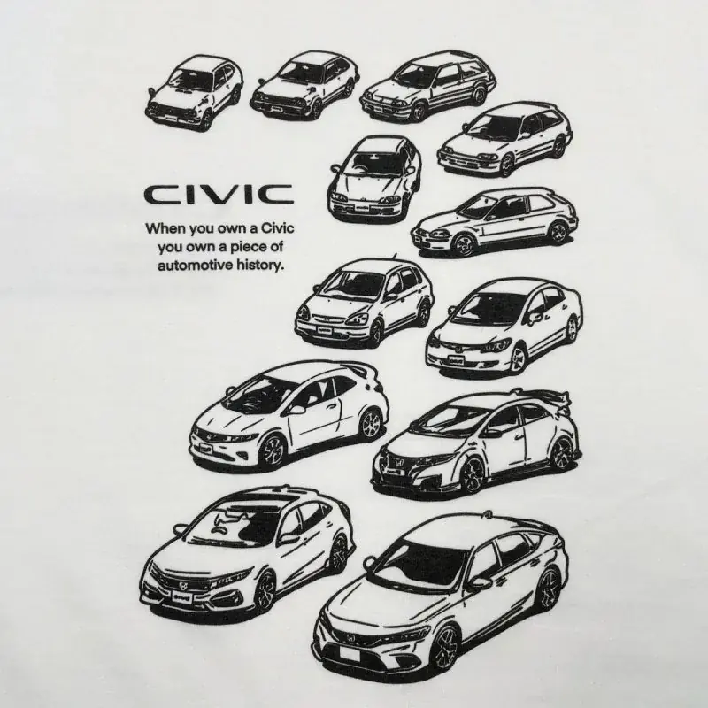 Honda シビックの歴代モデル「シビック ヒストリー」Tシャツ（新カラー）が「成田空港ターミナル2」で取り扱い決定！ 画像 11